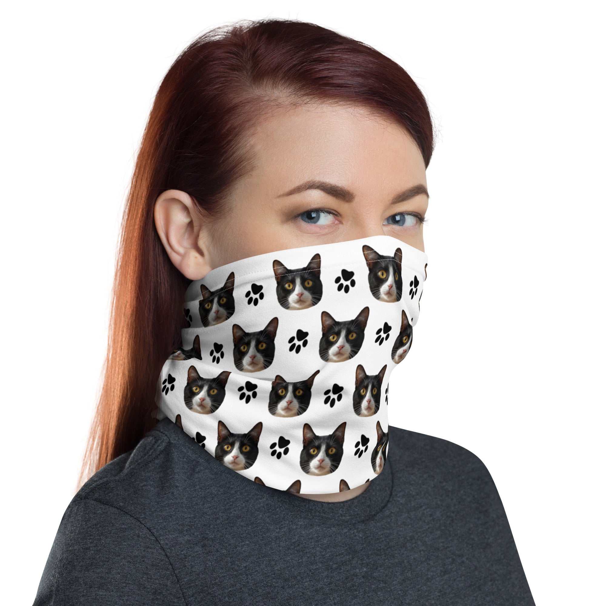 Custom Cat Face Neck Gaiter With Paws Secondary image