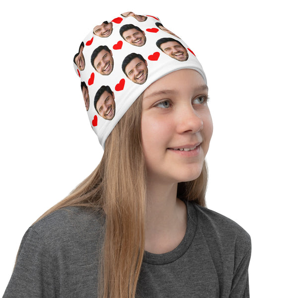 Custom Face Neck Gaiter With Hearts