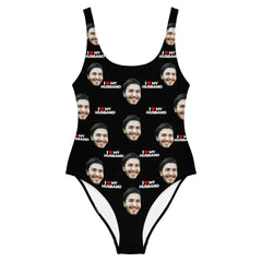 I Love My Husband Personalized Face Swimsuit