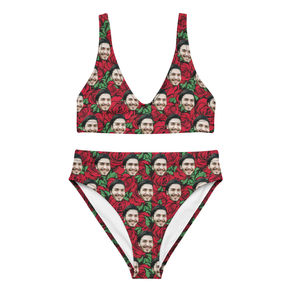 Red Roses Face Bikini Set