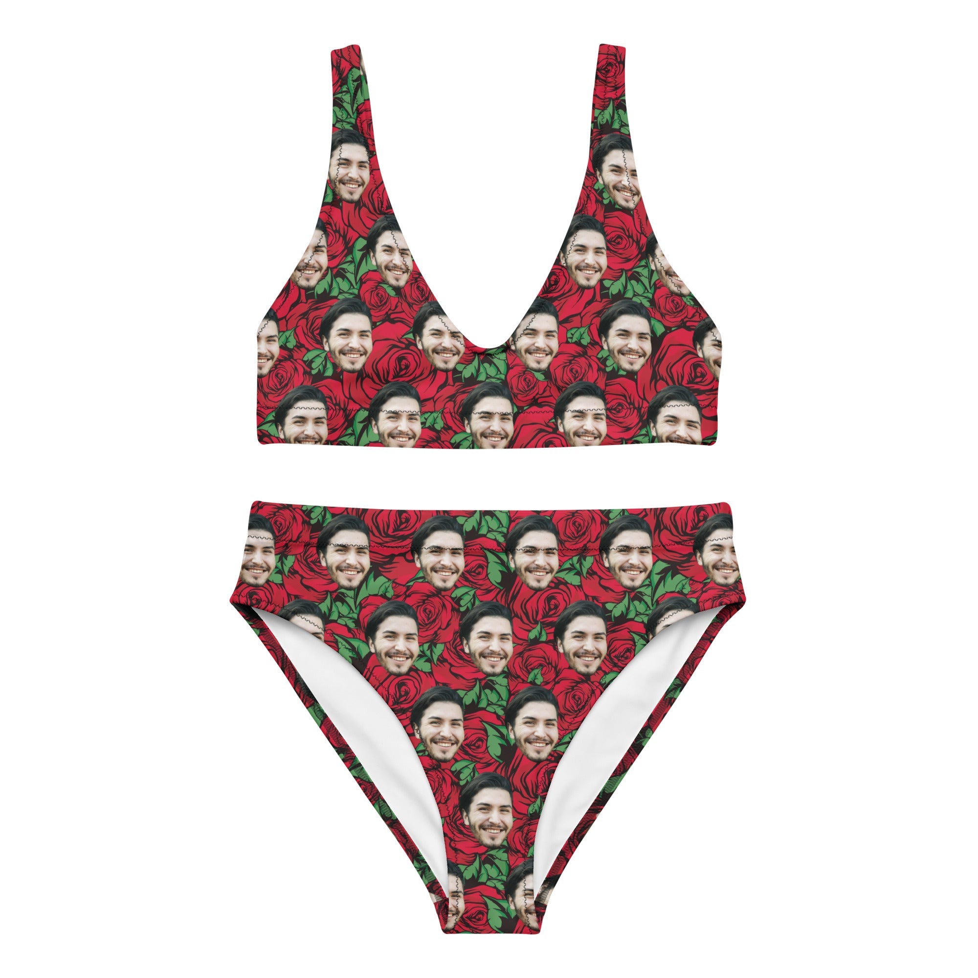 Red Roses Face Bikini Set