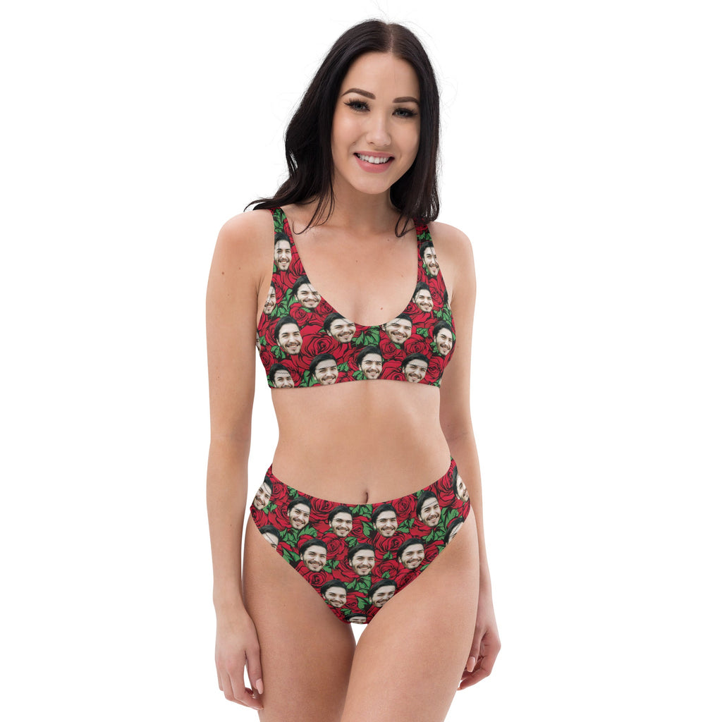 Red Roses Face Bikini Set