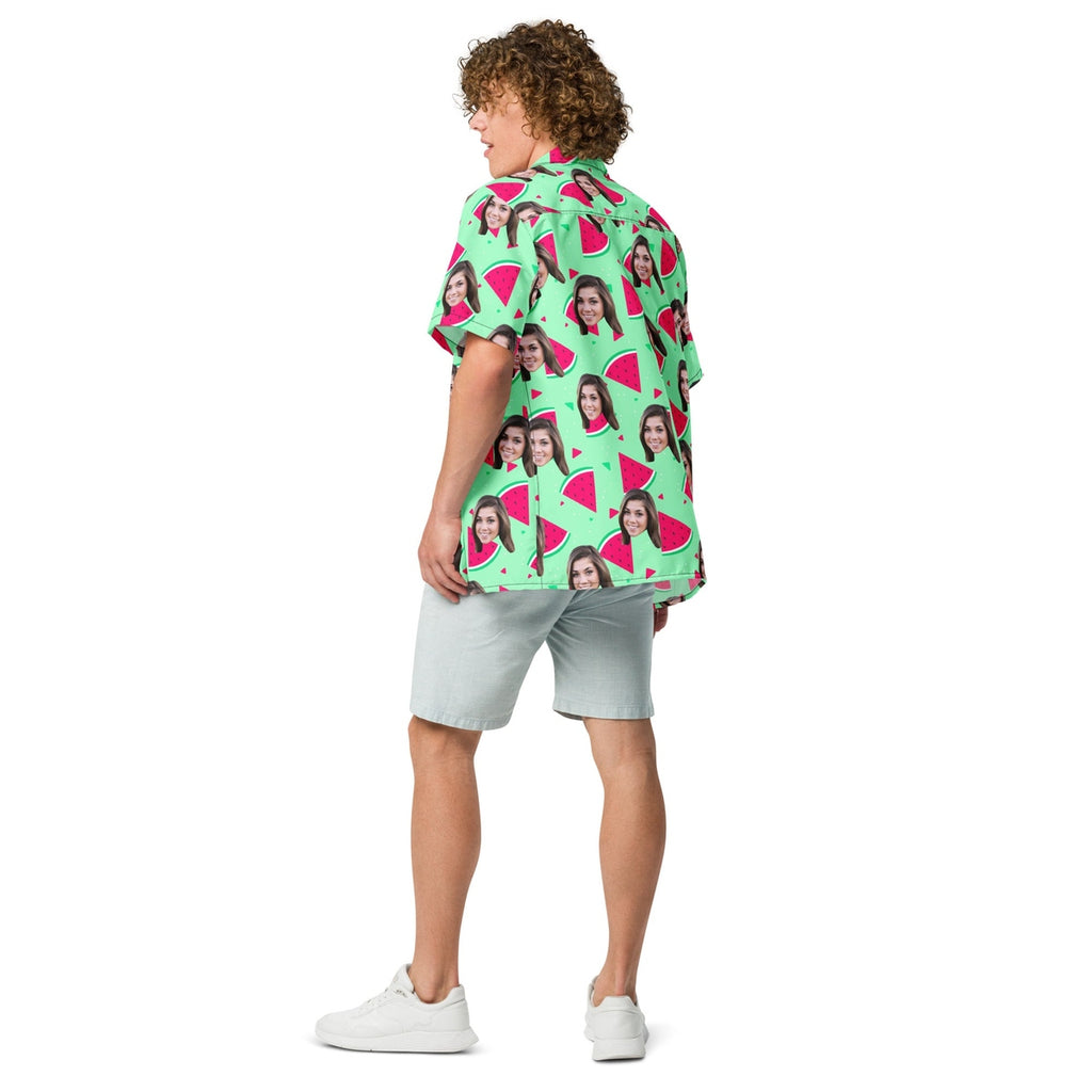 Custom Face Watermelon Print Hawaiian Shirt