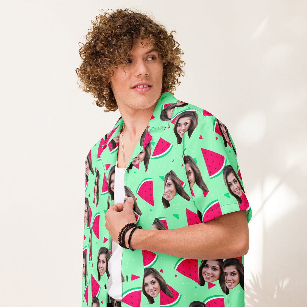 Custom Face Watermelon Print Hawaiian Shirt