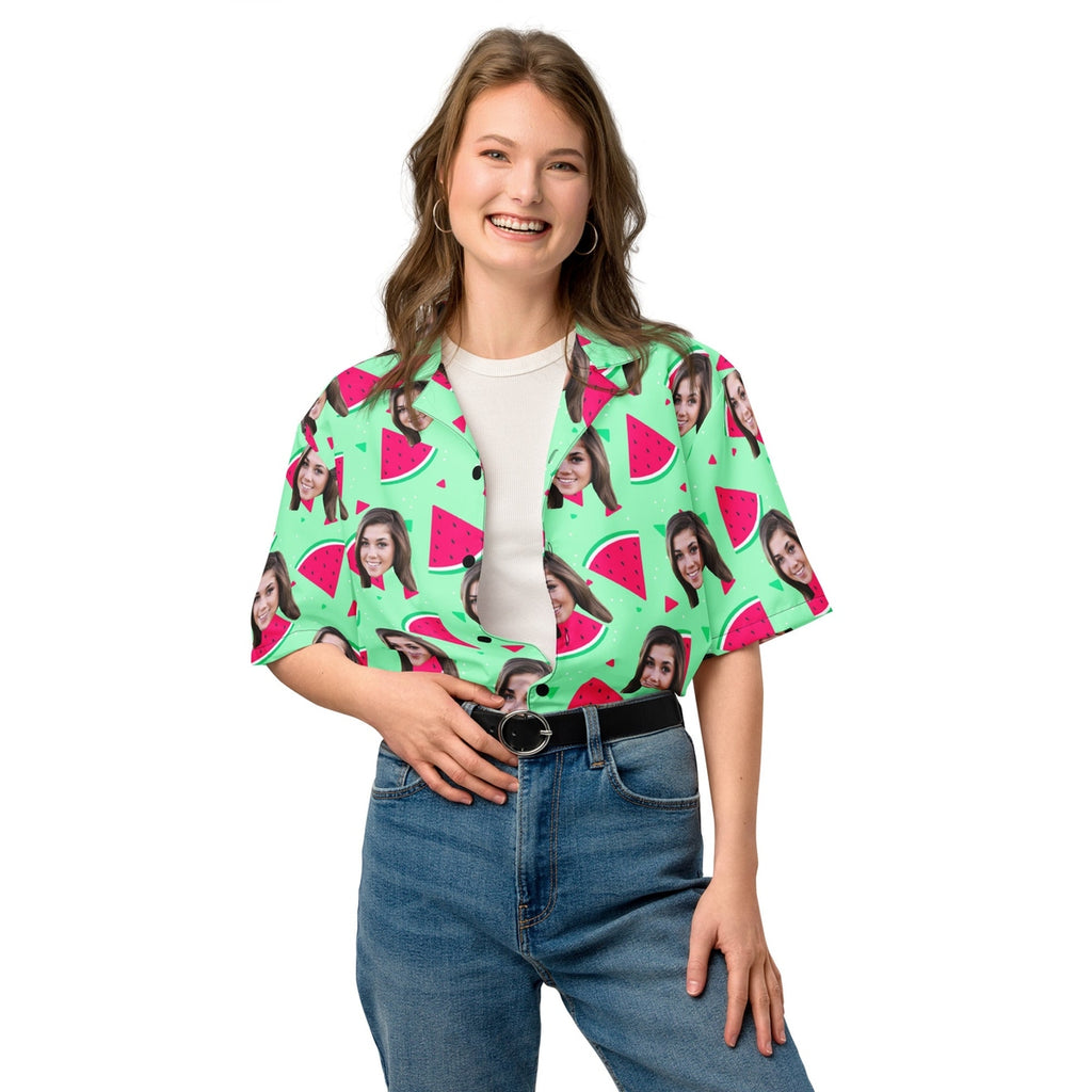 Custom Face Watermelon Print Hawaiian Shirt