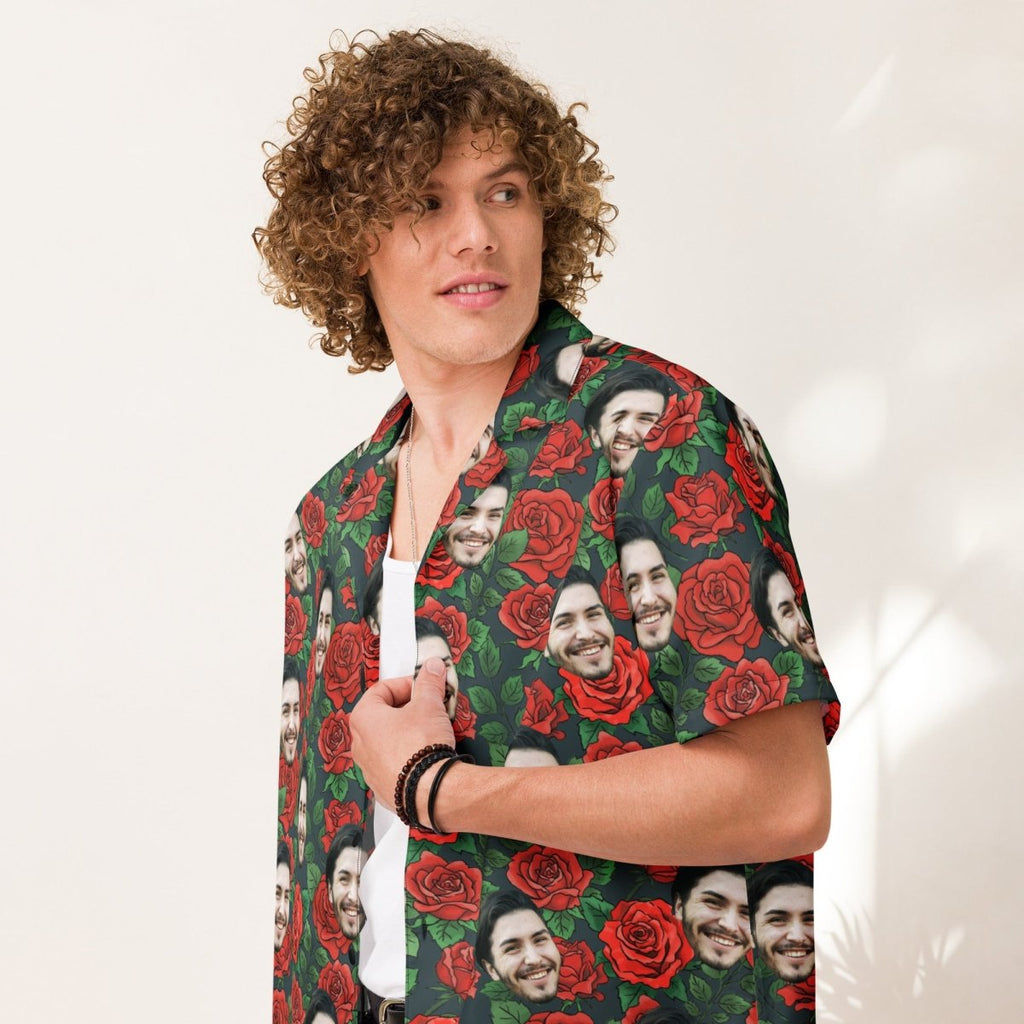 Custom Face Roses Flowers Hawaiian Shirt