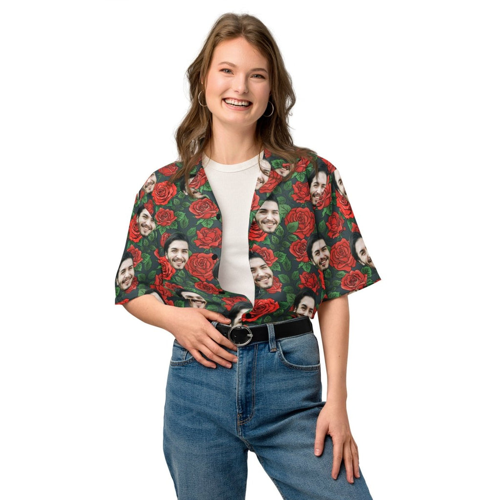 Custom Face Roses Flowers Hawaiian Shirt