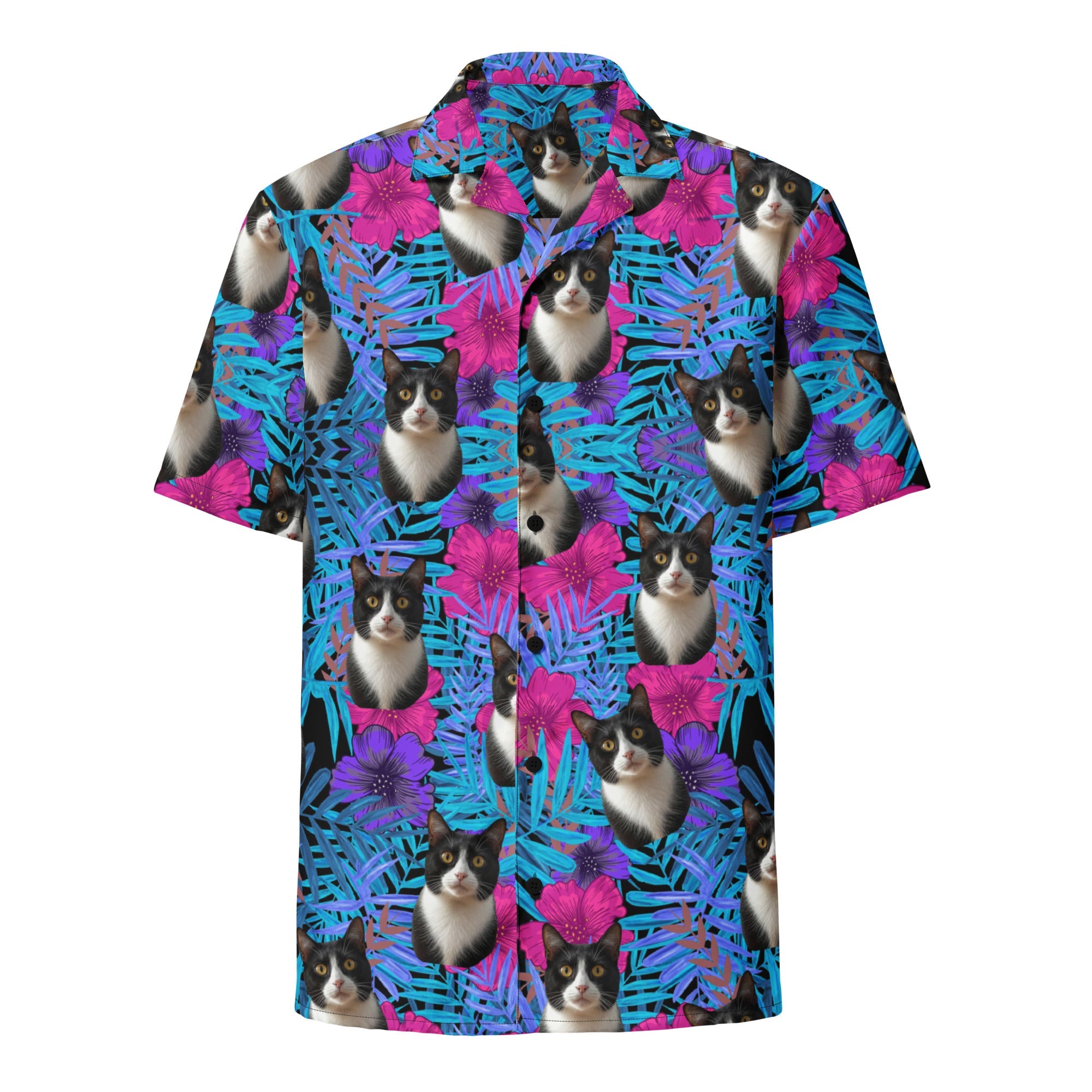Custom Cat Face Tropical Hawaiian Shirt For Pet Lovers Secondary image