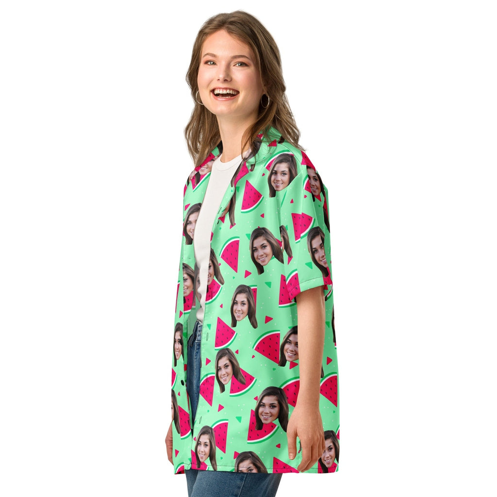 Custom Face Watermelon Print Hawaiian Shirt