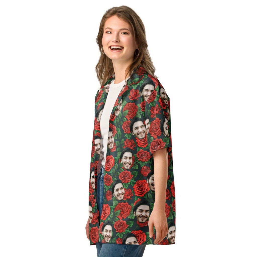 Custom Face Roses Flowers Hawaiian Shirt