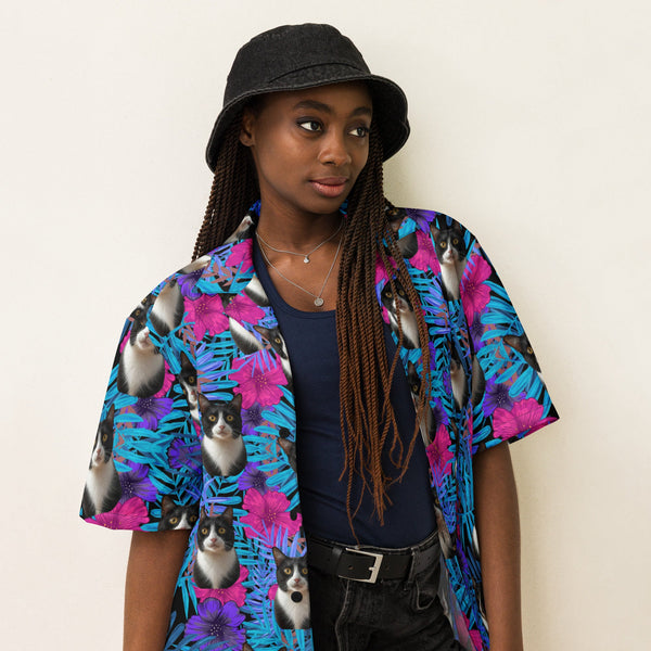 Custom Cat Face Tropical Hawaiian Shirt For Pet Lovers