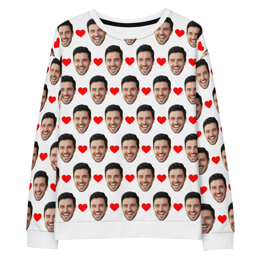 Custom Face Sweatshirt With Hearts