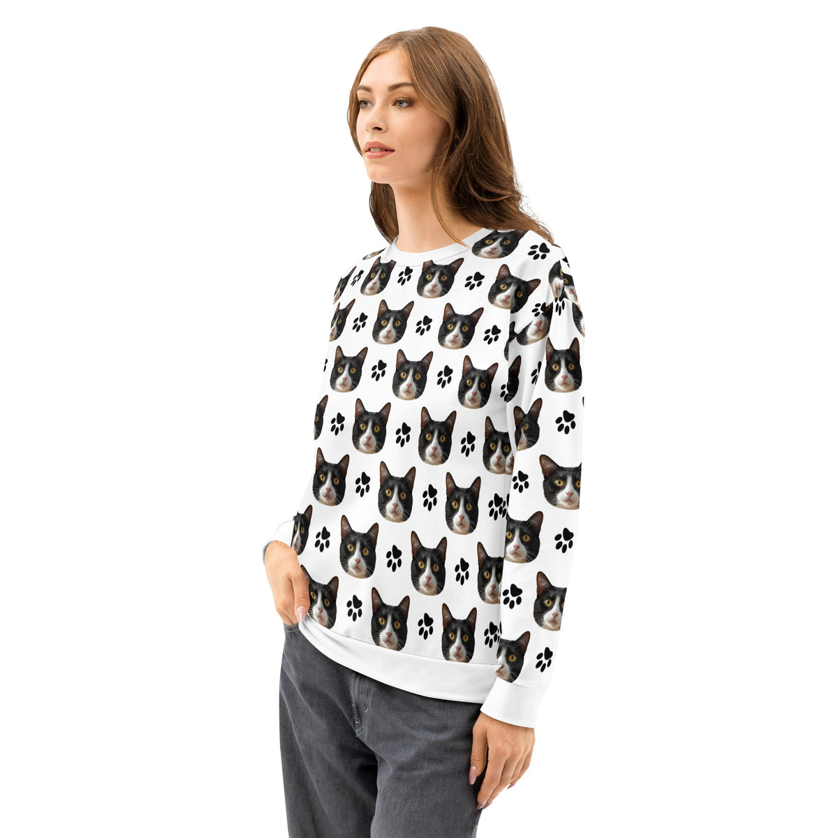 Custom Cat Face Sweatshirt