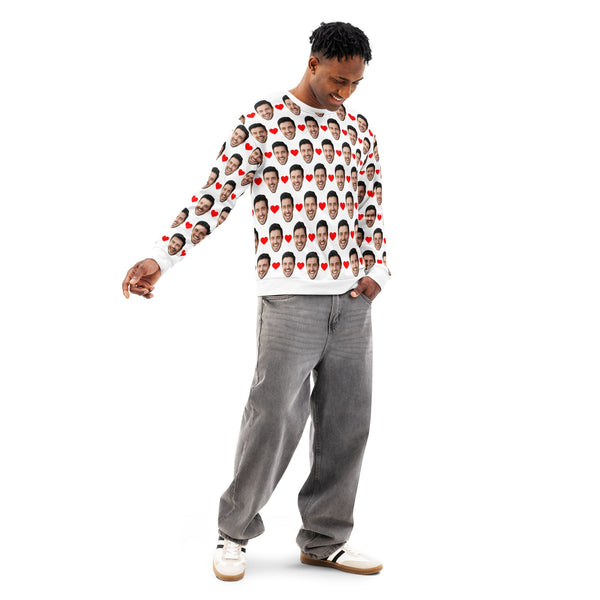Custom Face Sweatshirt With Hearts