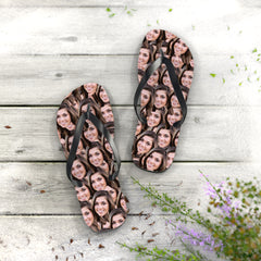 Bride Tribe Custom Face Flip Flops Personalized Wedding Party Sandals