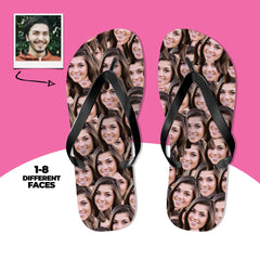Bride Tribe Custom Face Flip Flops Personalized Wedding Party Sandals