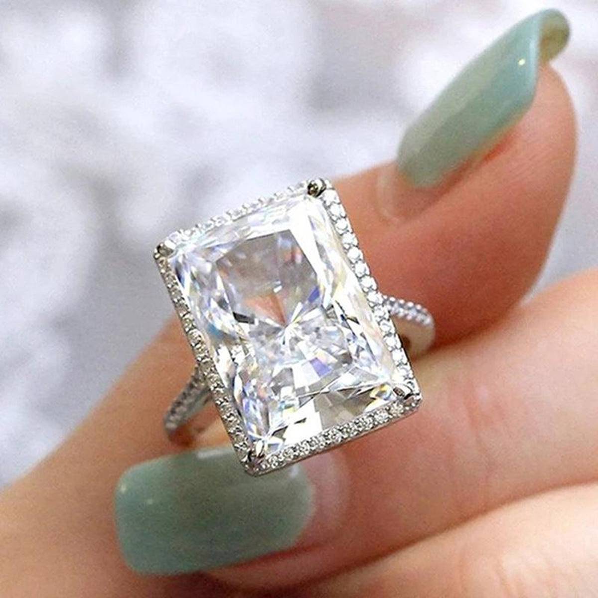 Bright Rectangular Eye-catching Ring Fashion Simple Secondary image
