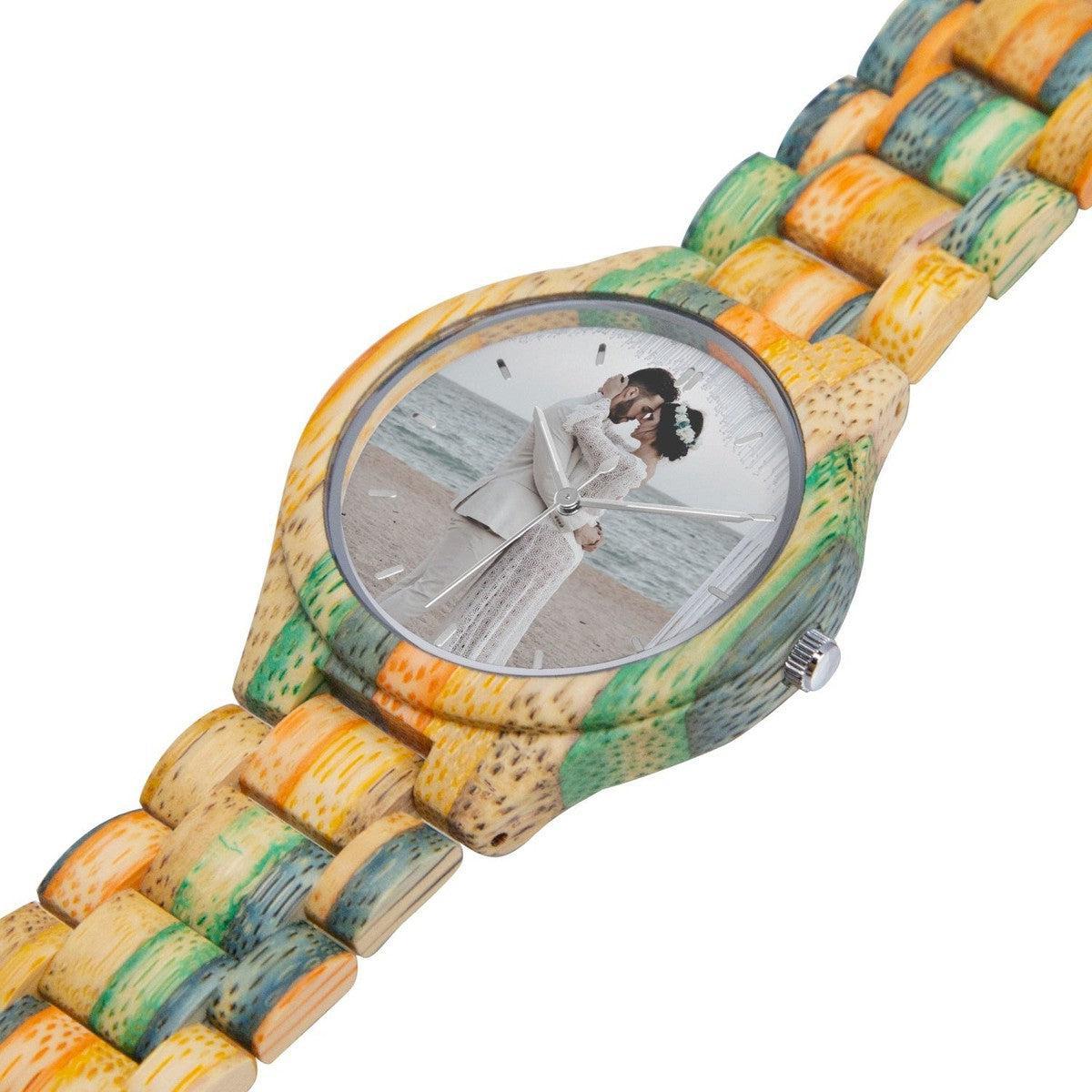 Camouflage Photo Wooden Watch Green Blue Secondary image