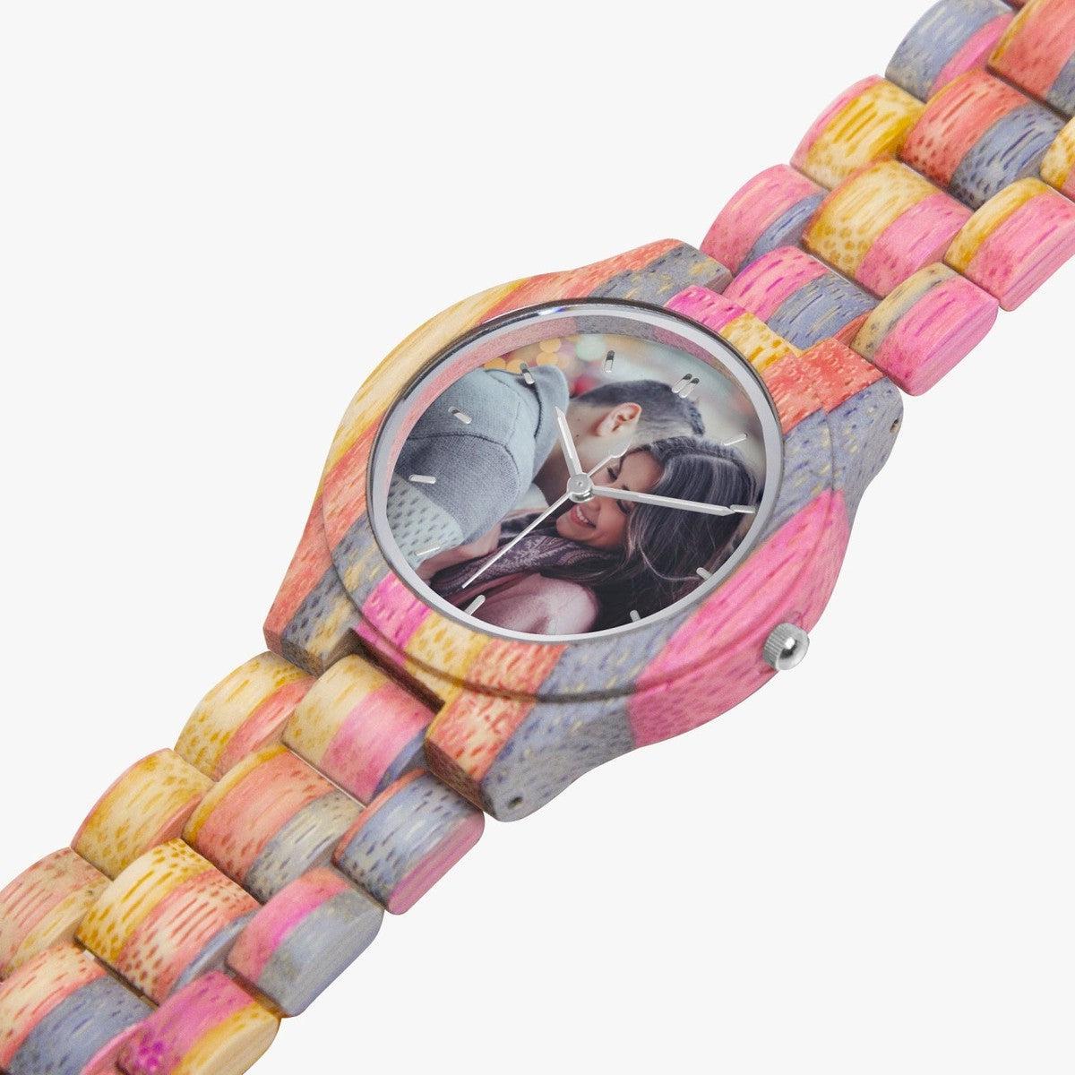 Camouflage photo Wooden Watch Grey Pink Secondary image