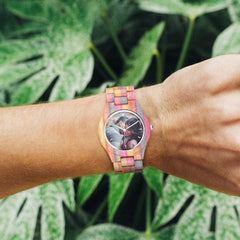 Camouflage photo Wooden Watch Grey Pink