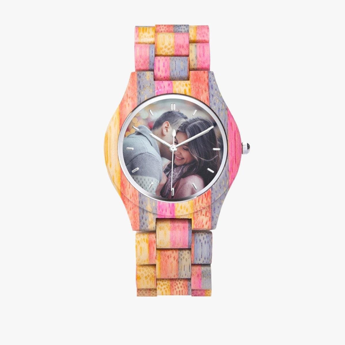 Camouflage photo Wooden Watch Grey Pink Main image