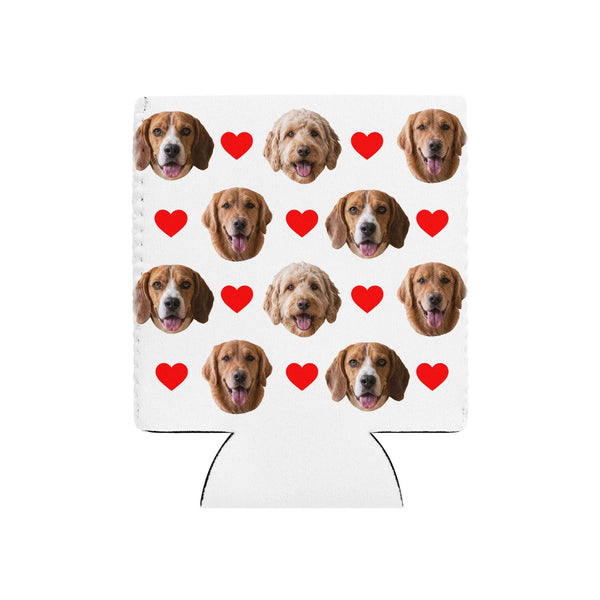 Custom Dog Face Can Cooler With Hearts