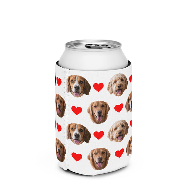 Custom Dog Face Can Cooler With Hearts