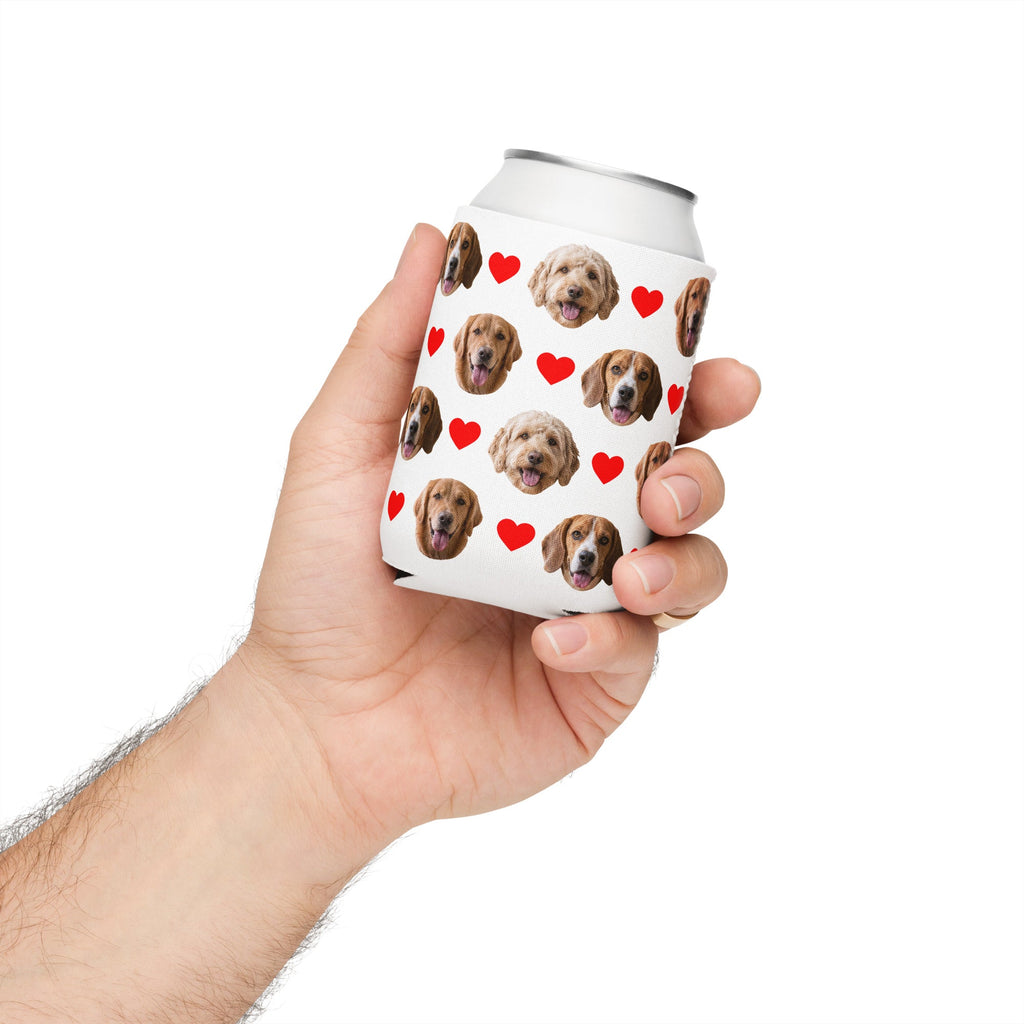 Custom Dog Face Can Cooler With Hearts