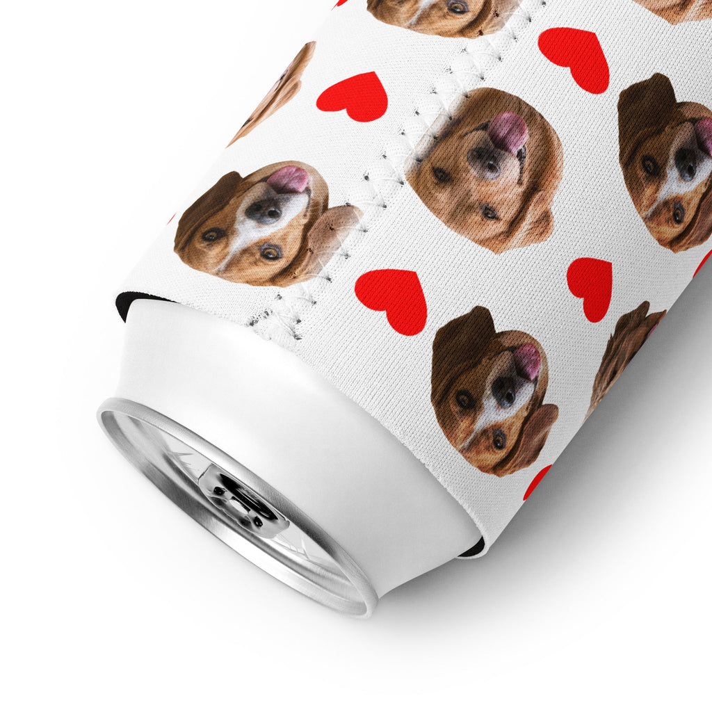 Custom Dog Face Can Cooler With Hearts