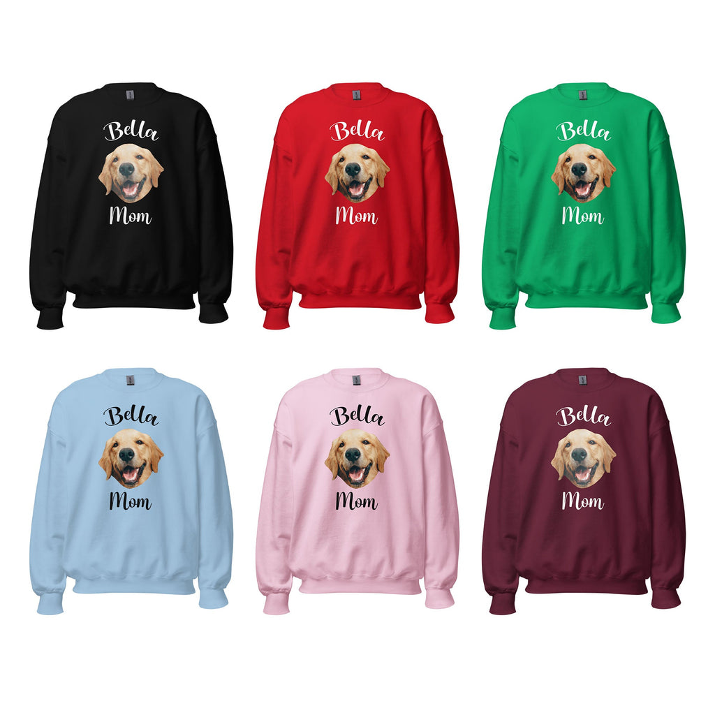 Custom Dog Face Mom Sweatshirt With Name