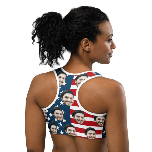 Custom Face American Flag Bra