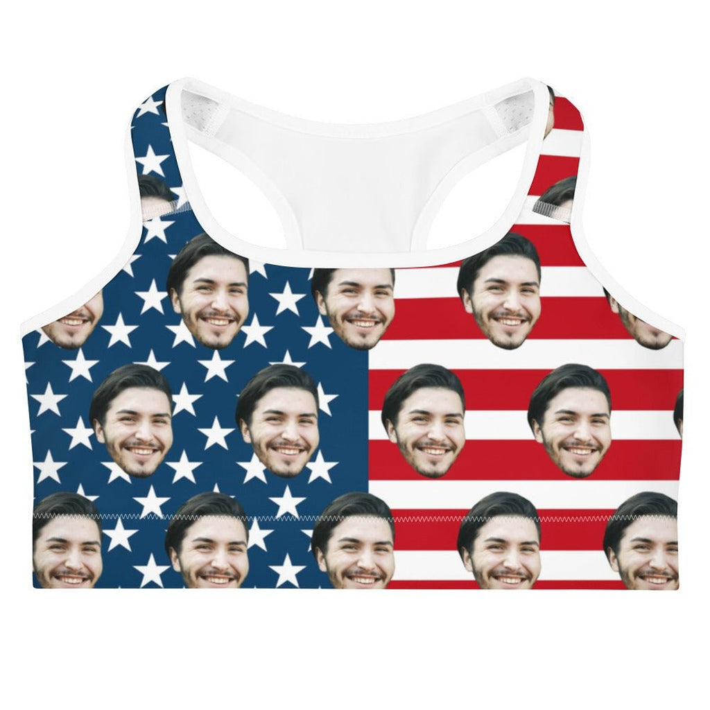 Custom Face American Flag Bra