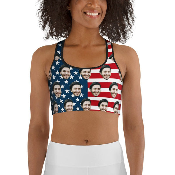 Custom Face American Flag Bra