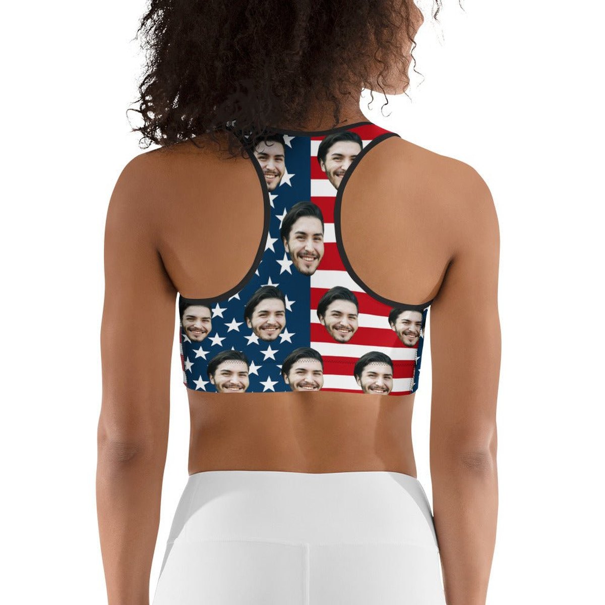 Custom Face American Flag Bra