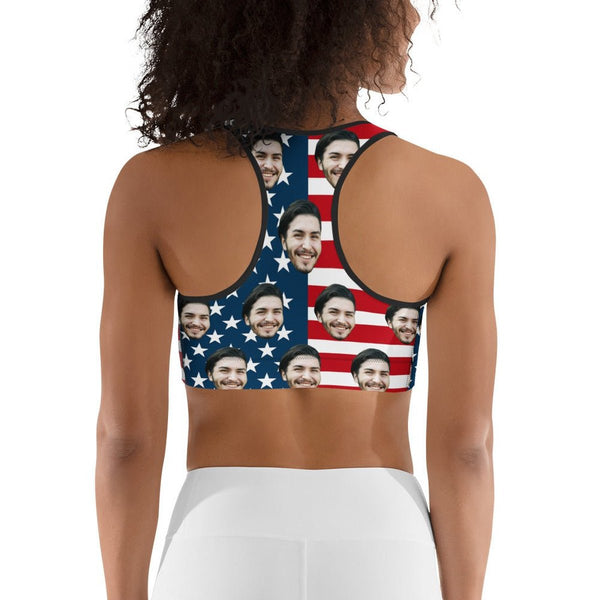 Custom Face American Flag Bra