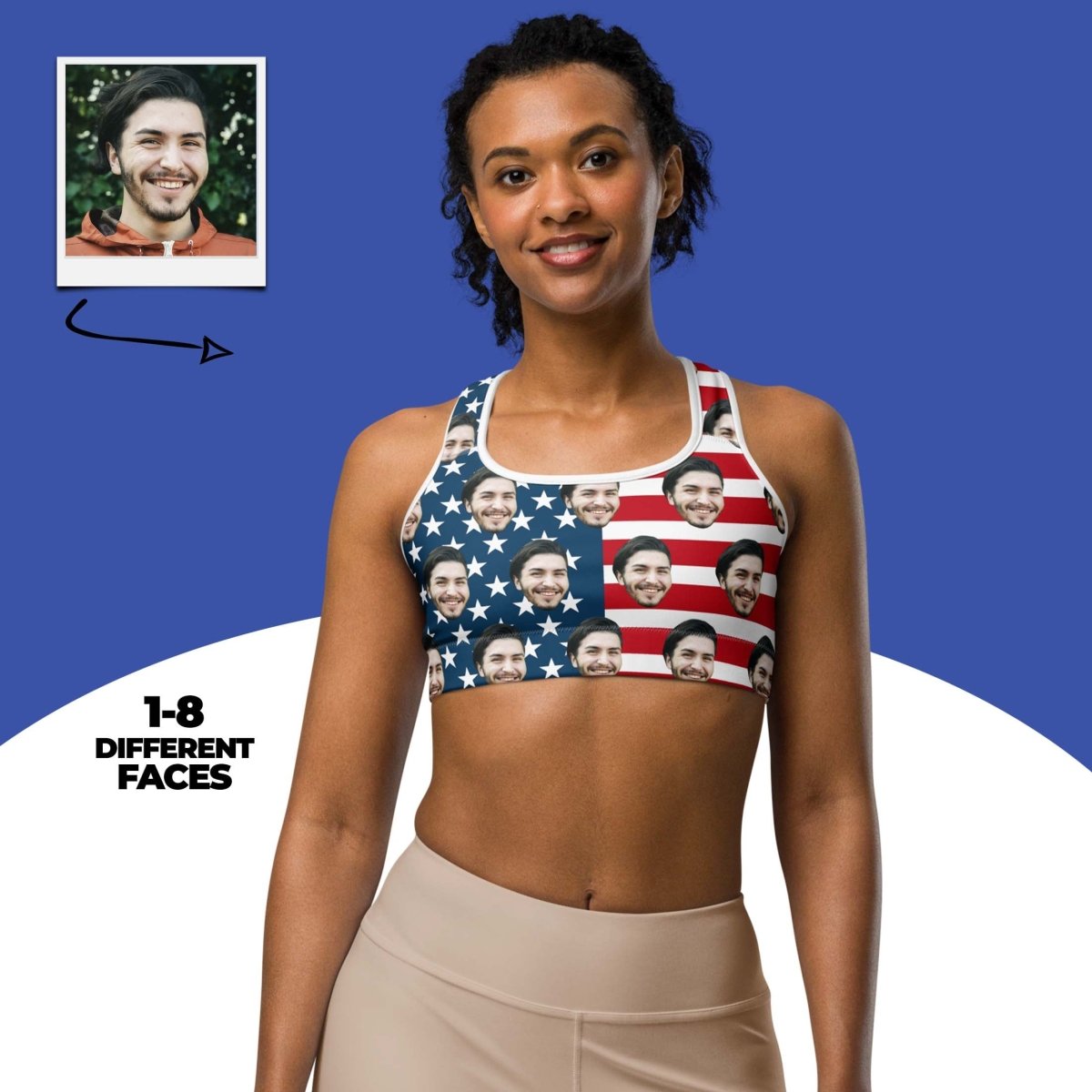 Custom Face American Flag Bra Main image