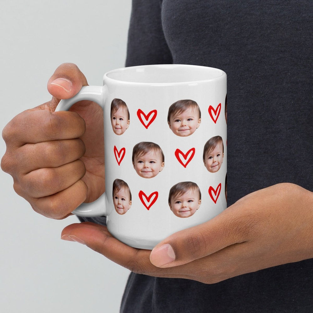 Custom Baby Face Mug With Hearts