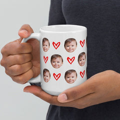Custom Baby Face Mug With Hearts