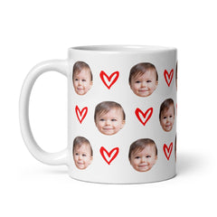 Custom Baby Face Mug With Hearts