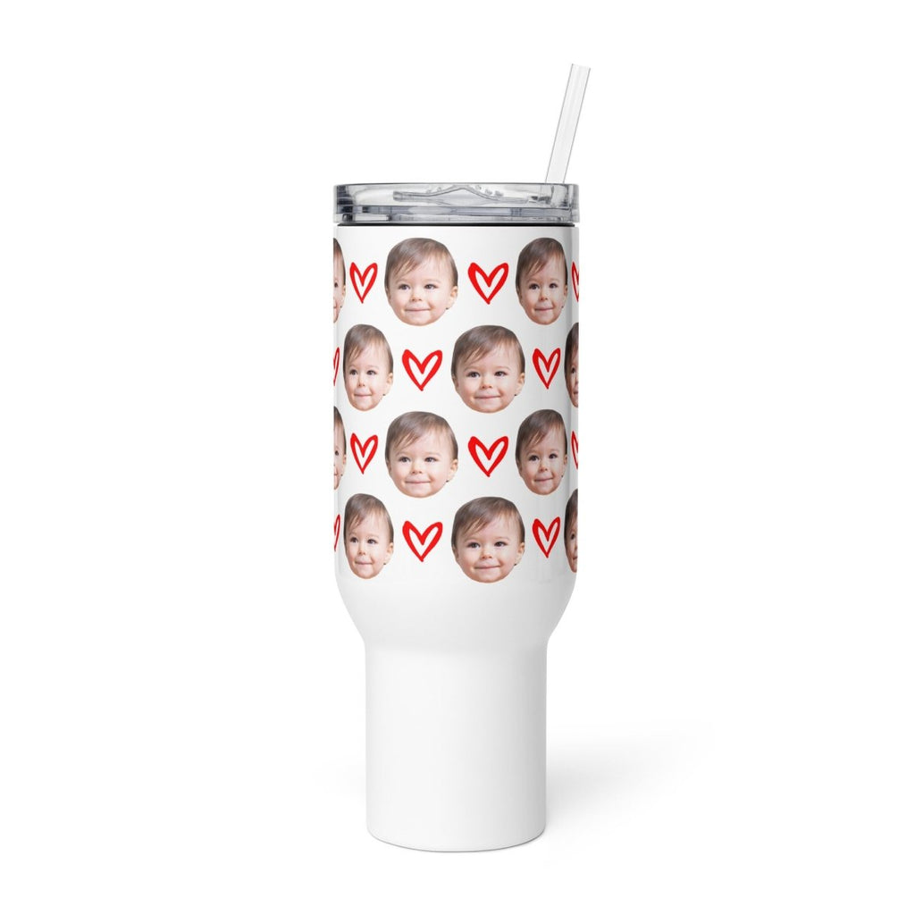 Custom Baby Face Travel Mug With Hearts