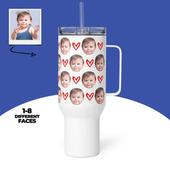 Custom Baby Face Travel Mug With Hearts