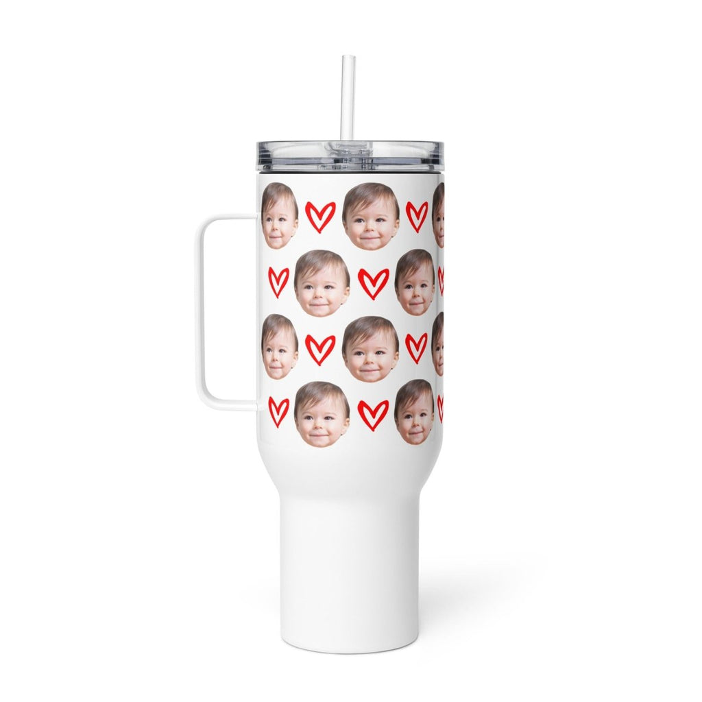 Custom Baby Face Travel Mug With Hearts