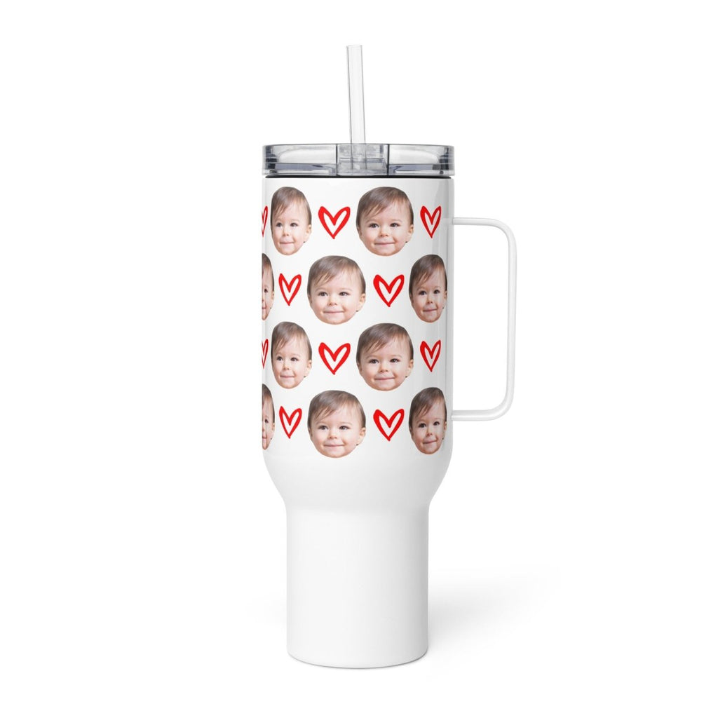 Custom Baby Face Travel Mug With Hearts