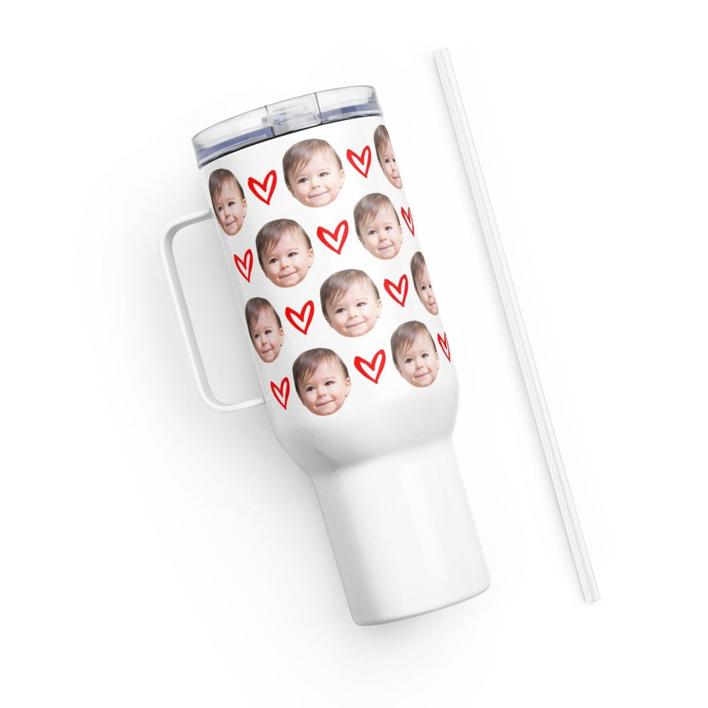 Custom Baby Face Travel Mug With Hearts