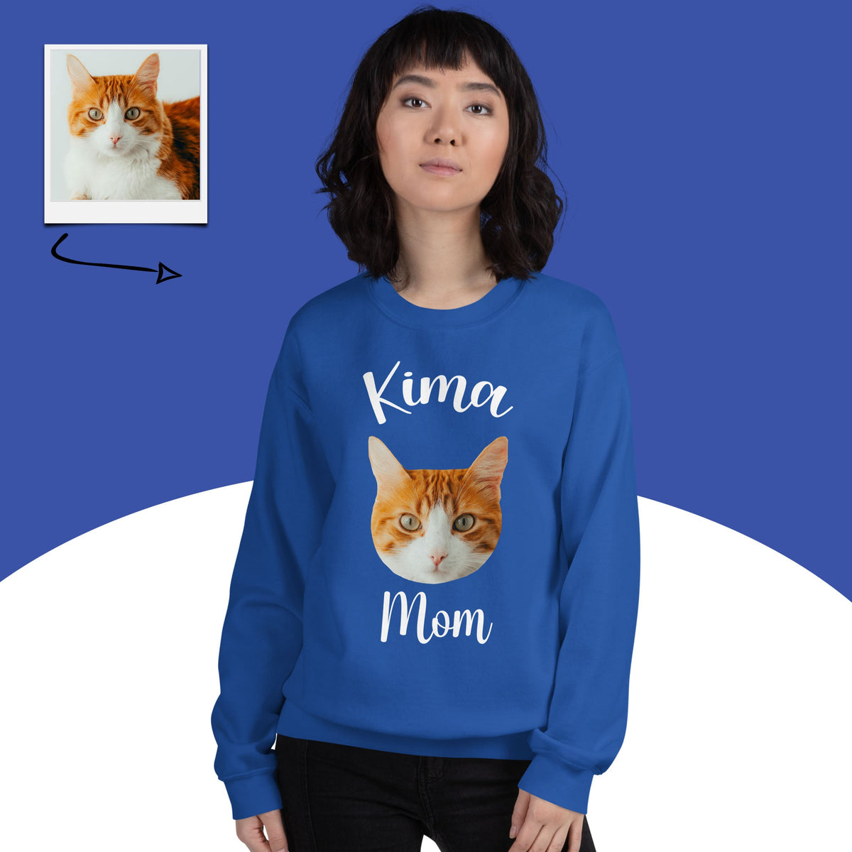 Custom Cat Face Mom Sweatshirt With Name