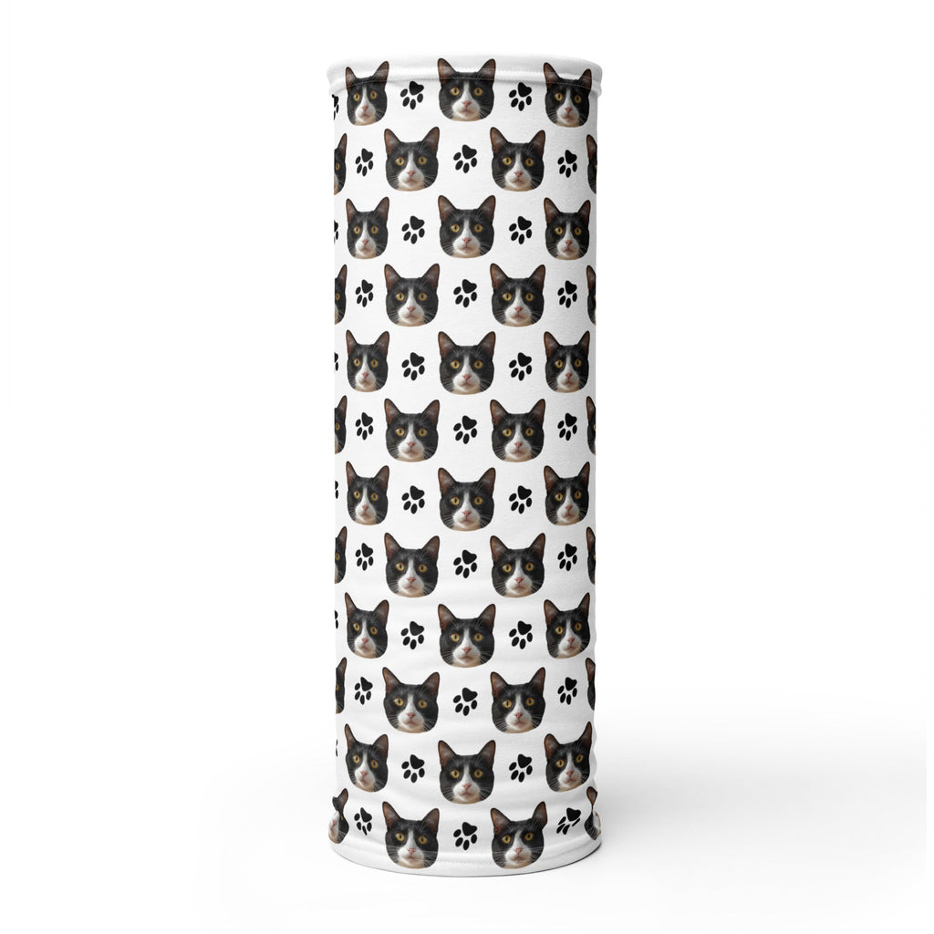 Custom Cat Face Neck Gaiter With Paws