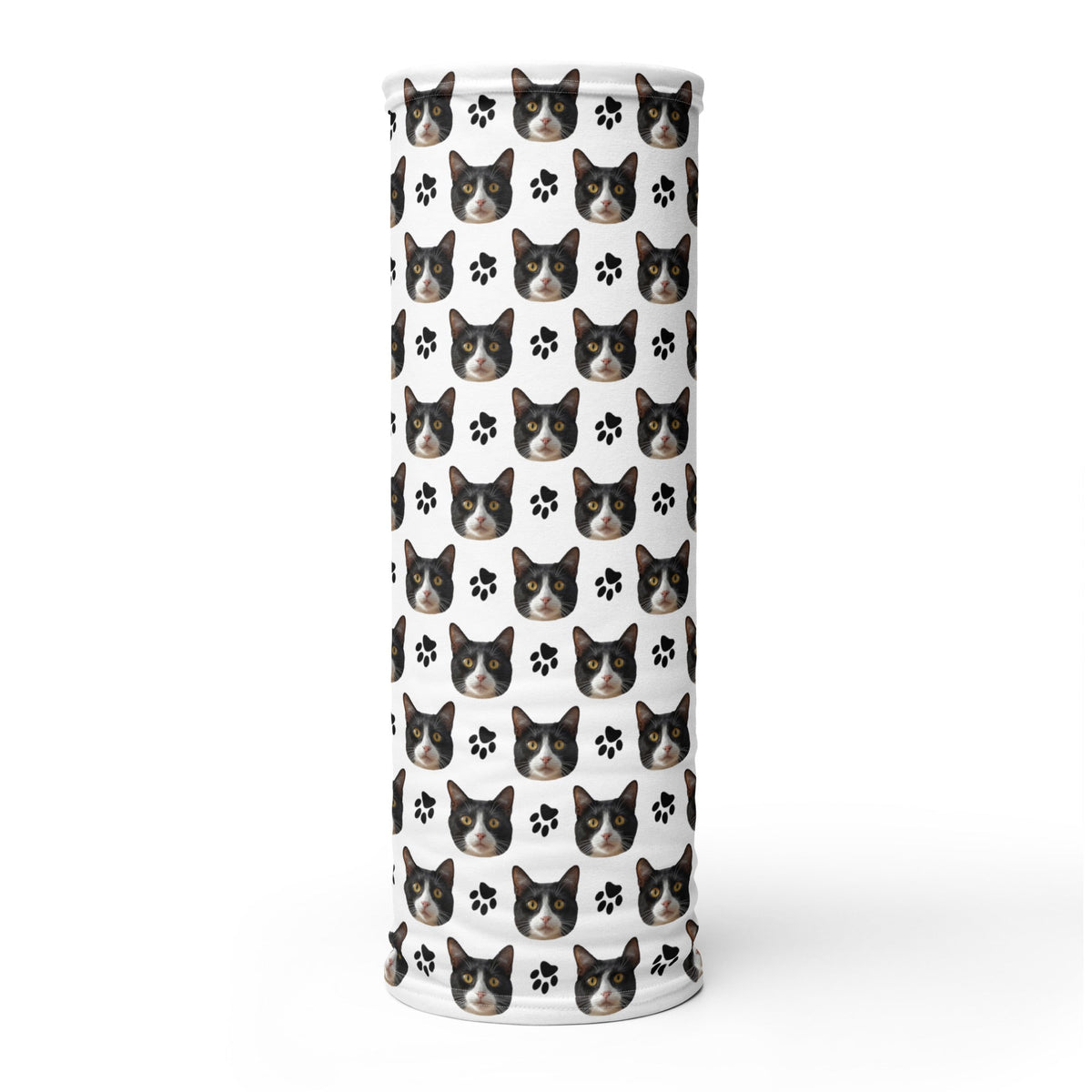 Custom Cat Face Neck Gaiter With Paws