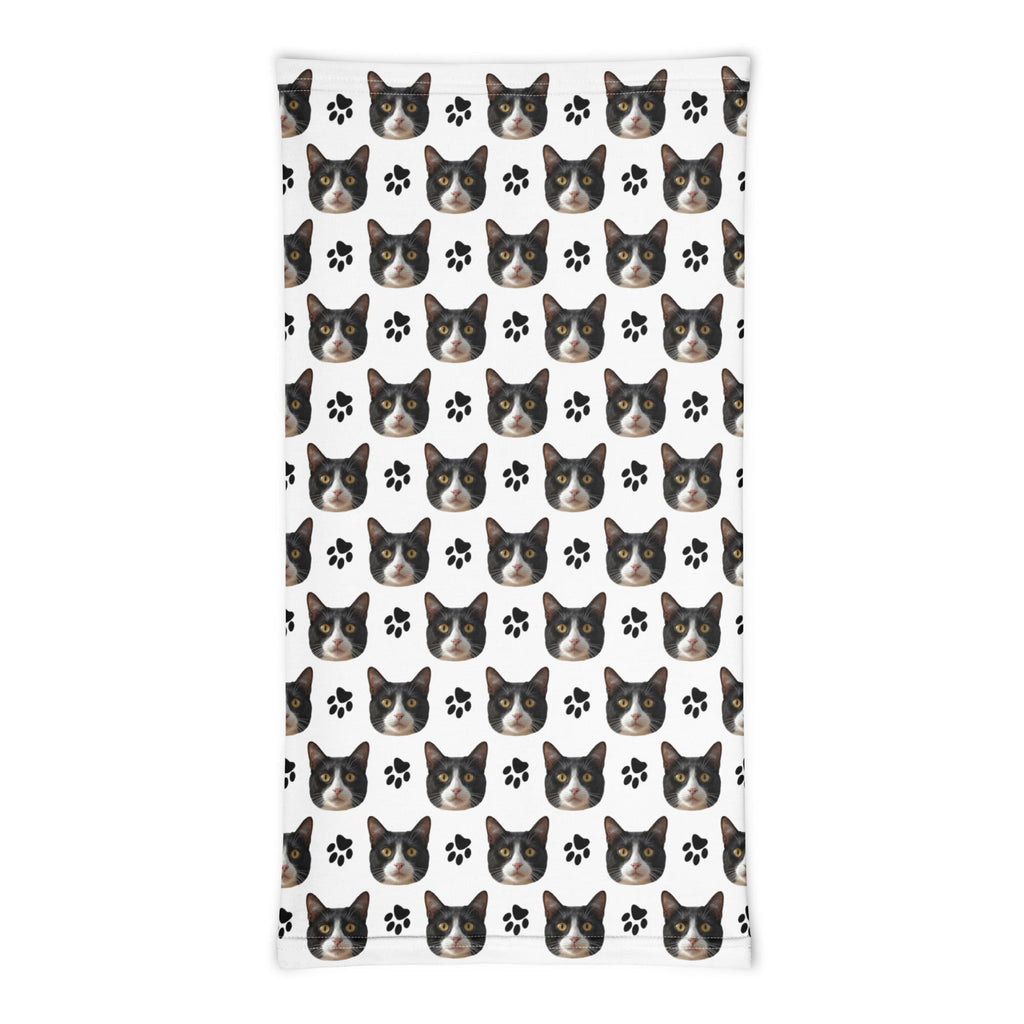 Custom Cat Face Neck Gaiter With Paws