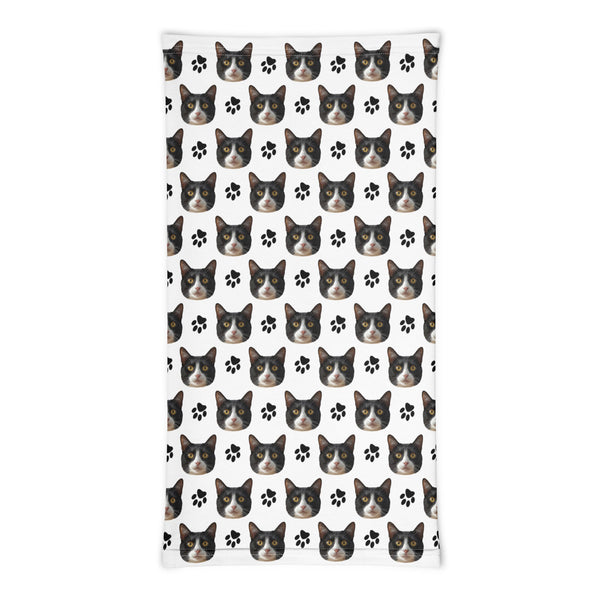 Custom Cat Face Neck Gaiter With Paws