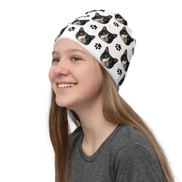 Custom Cat Face Neck Gaiter With Paws